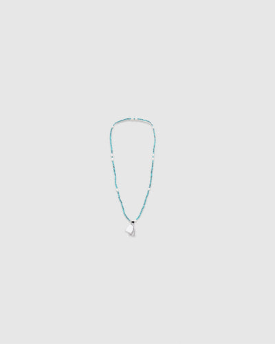 3 Beaded Necklace Light Turquoise/White/White Bandana - HANAMI