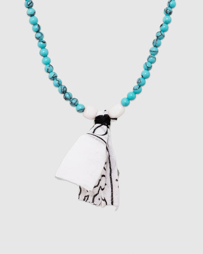 3 Beaded Necklace Light Turquoise/White/White Bandana - HANAMI