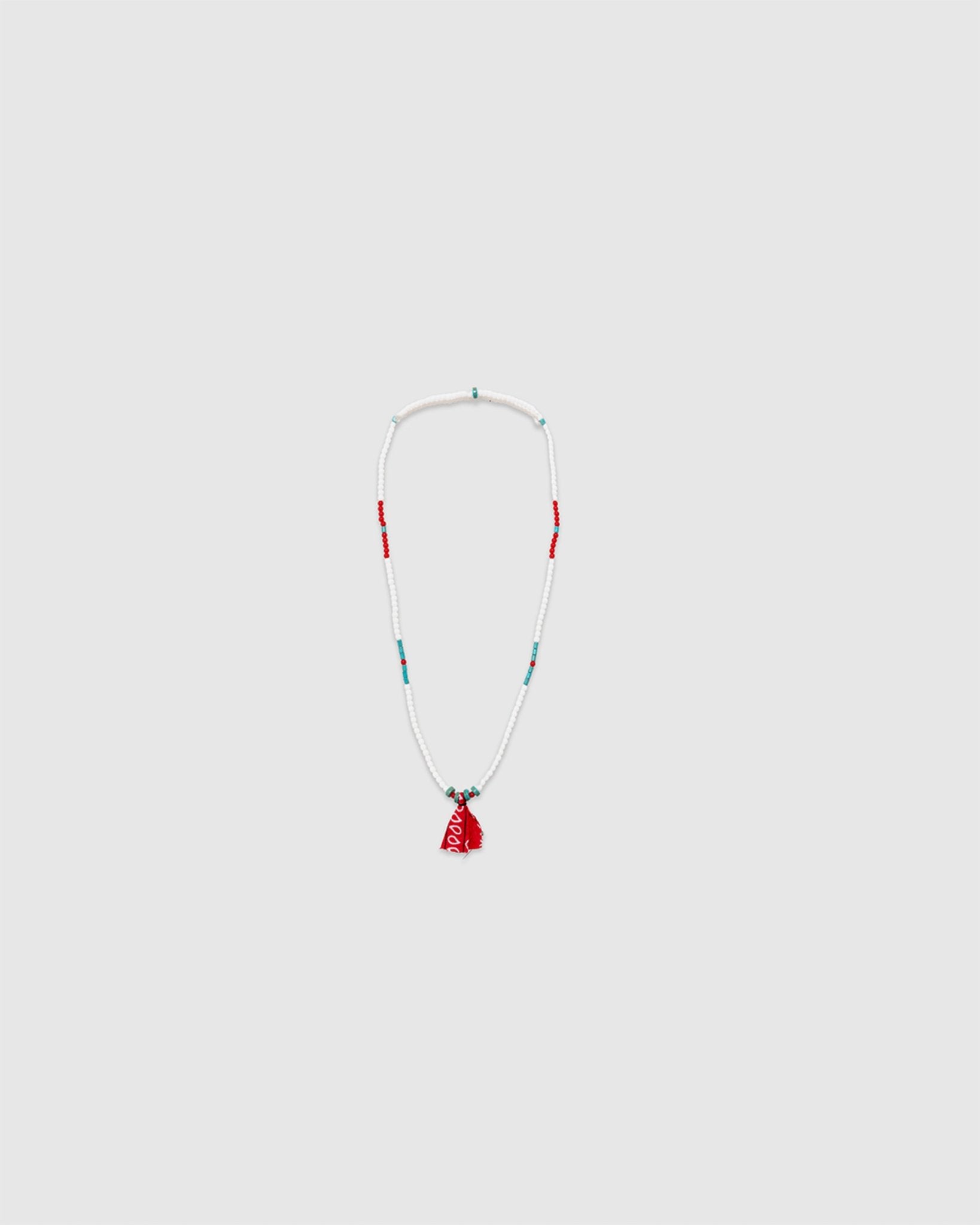 6 Beaded Necklace Matte White/Turquoise/Red/Red Bandana - HANAMI