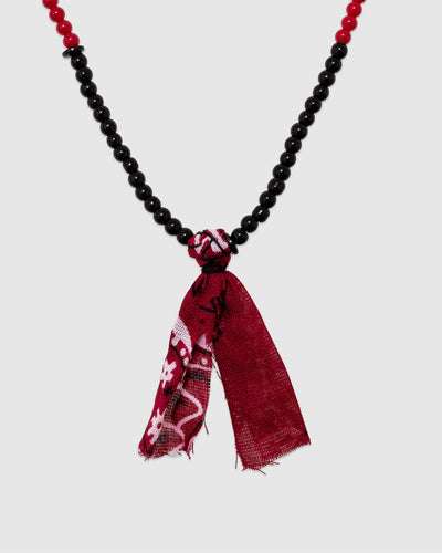 7 Beaded Necklace Black/Bordeaux/Turquoise/Bordeaux Bandana - HANAMI