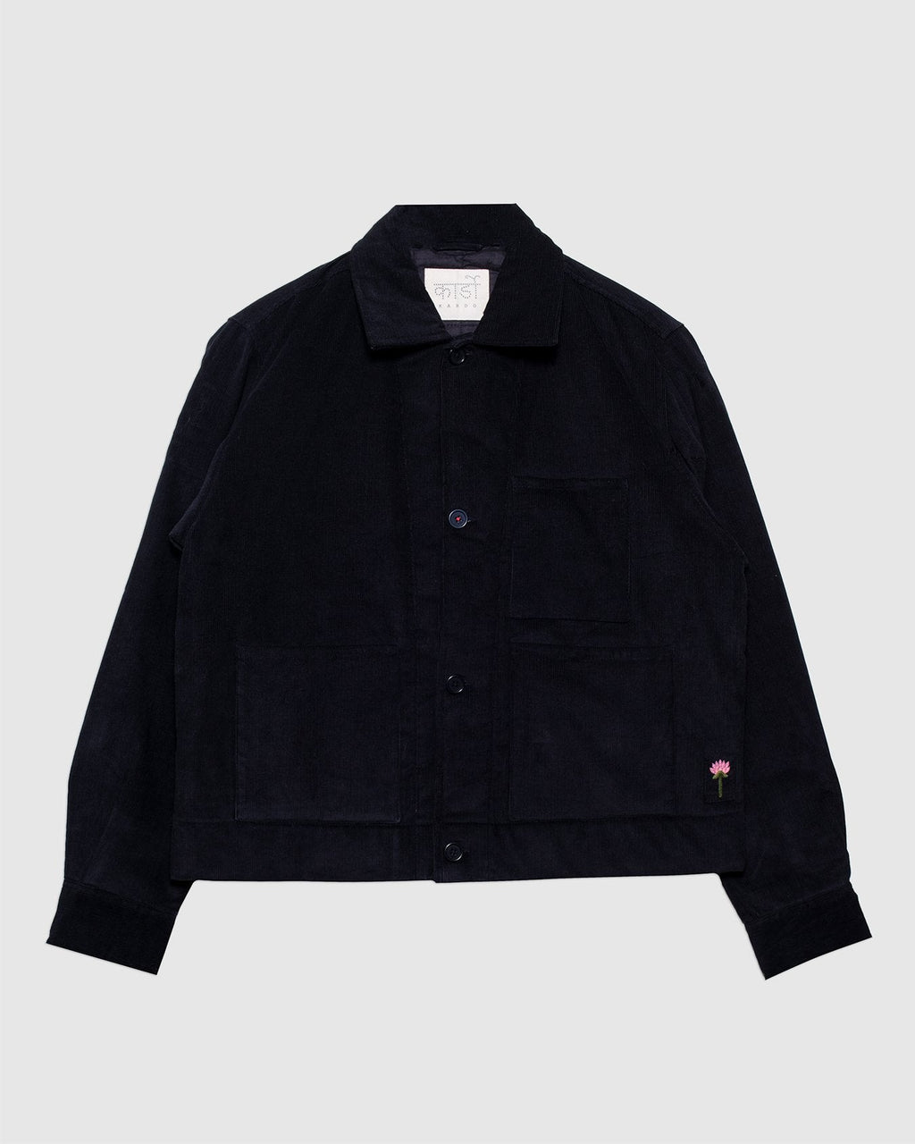 Bodhi 4 Button Quilted Jacket Black Corduroy CORD14 - KARDO