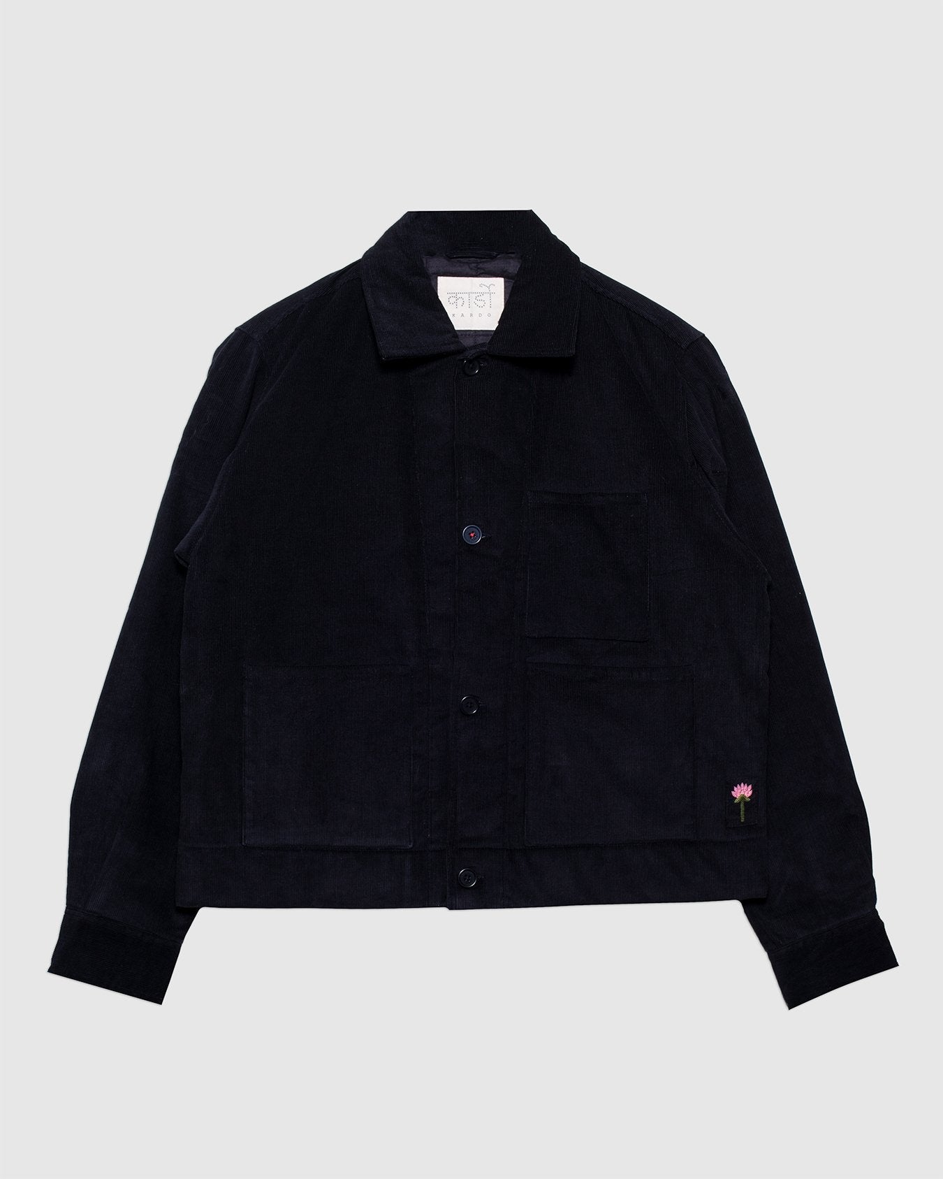 Bodhi 4 Button Quilted Jacket Black Corduroy CORD14 - KARDO
