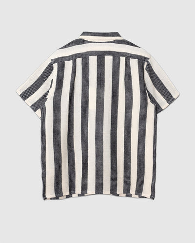 Chintan Shirt Stripe HANDWOVEN04 Black - KARDO