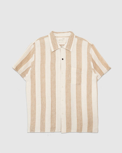 Chintan Shirt Stripe HANDWOVEN04 Ecru Ecru - KARDO