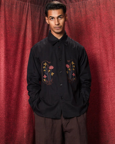 Luis Shirt Embroidery EMB33 Charcoal - KARDO