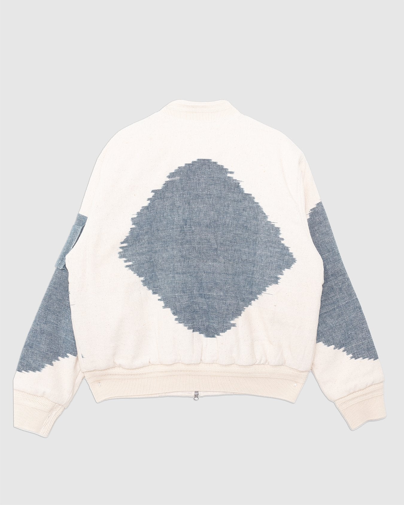 Max Quilted Bomber Jacket Ikat Off White/Air Blue IKAT65 - KARDO