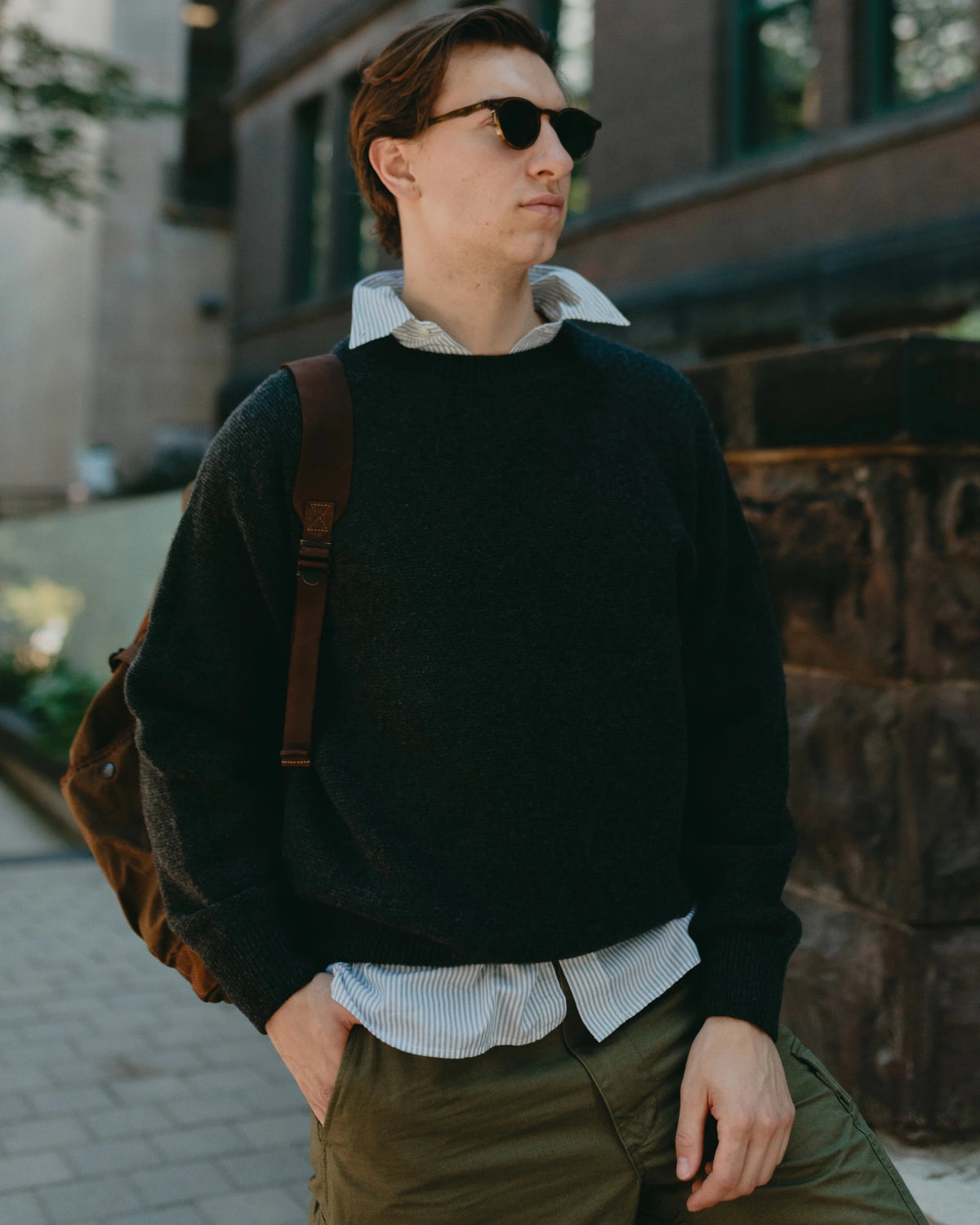 Raglan Link Sweater Charcoal - LADY WHITE CO.