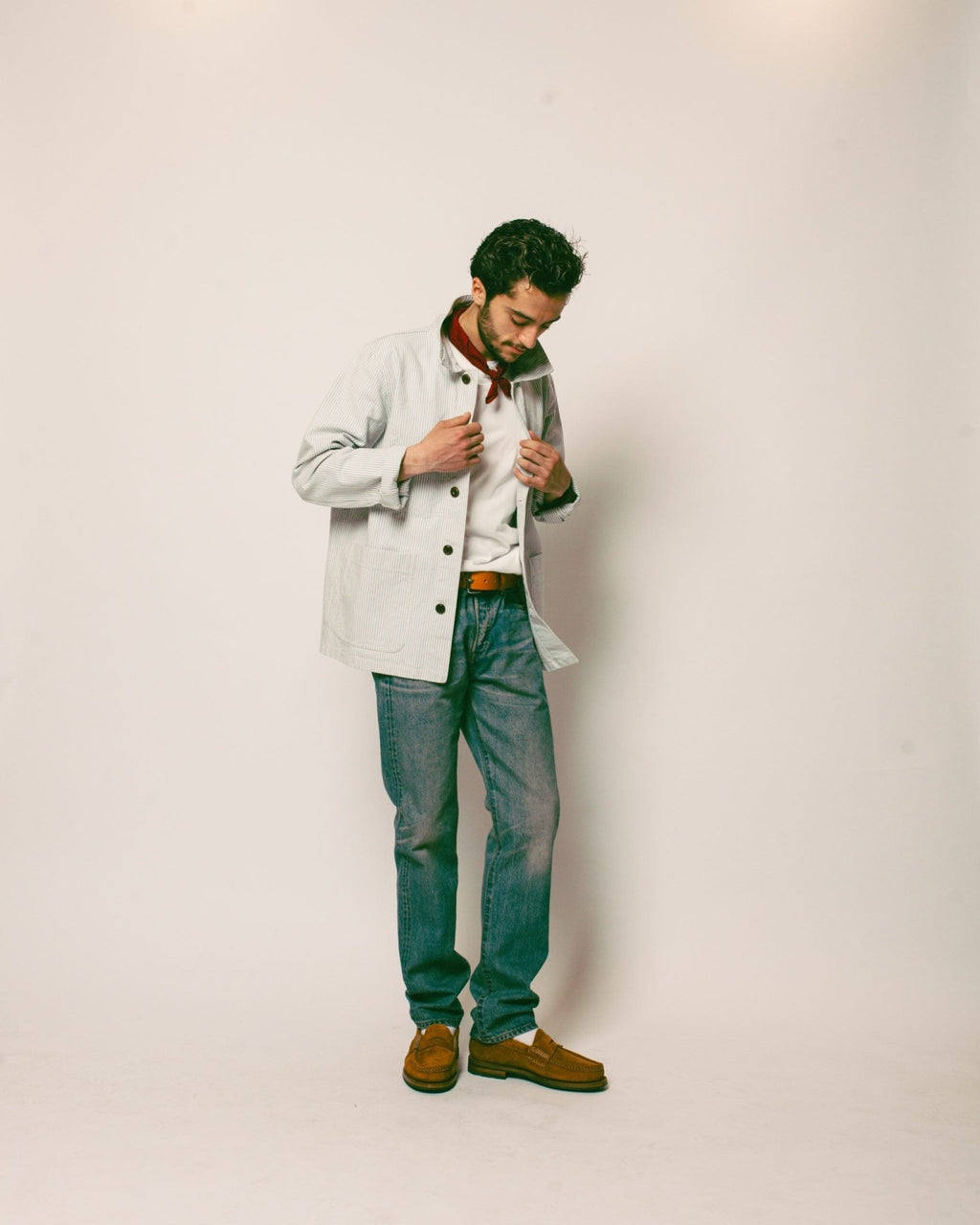 Vins Osk Work Jacket Blue Stripe - LE MONT ST MICHEL