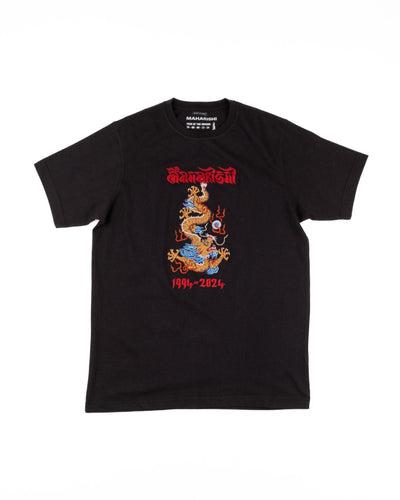 Descending Dragon Embroidered T-Shirt - Black - MAHARISHI