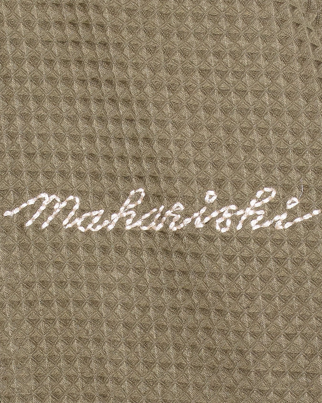 Embroidered Waffle Olive Kimono Overshirt - MAHARISHI