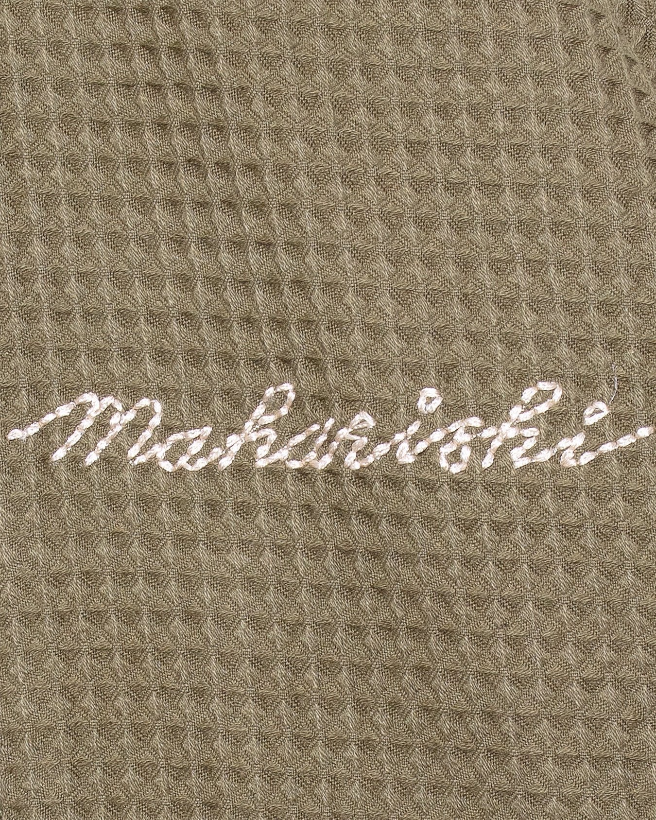 Embroidered Waffle Olive Kimono Overshirt - MAHARISHI