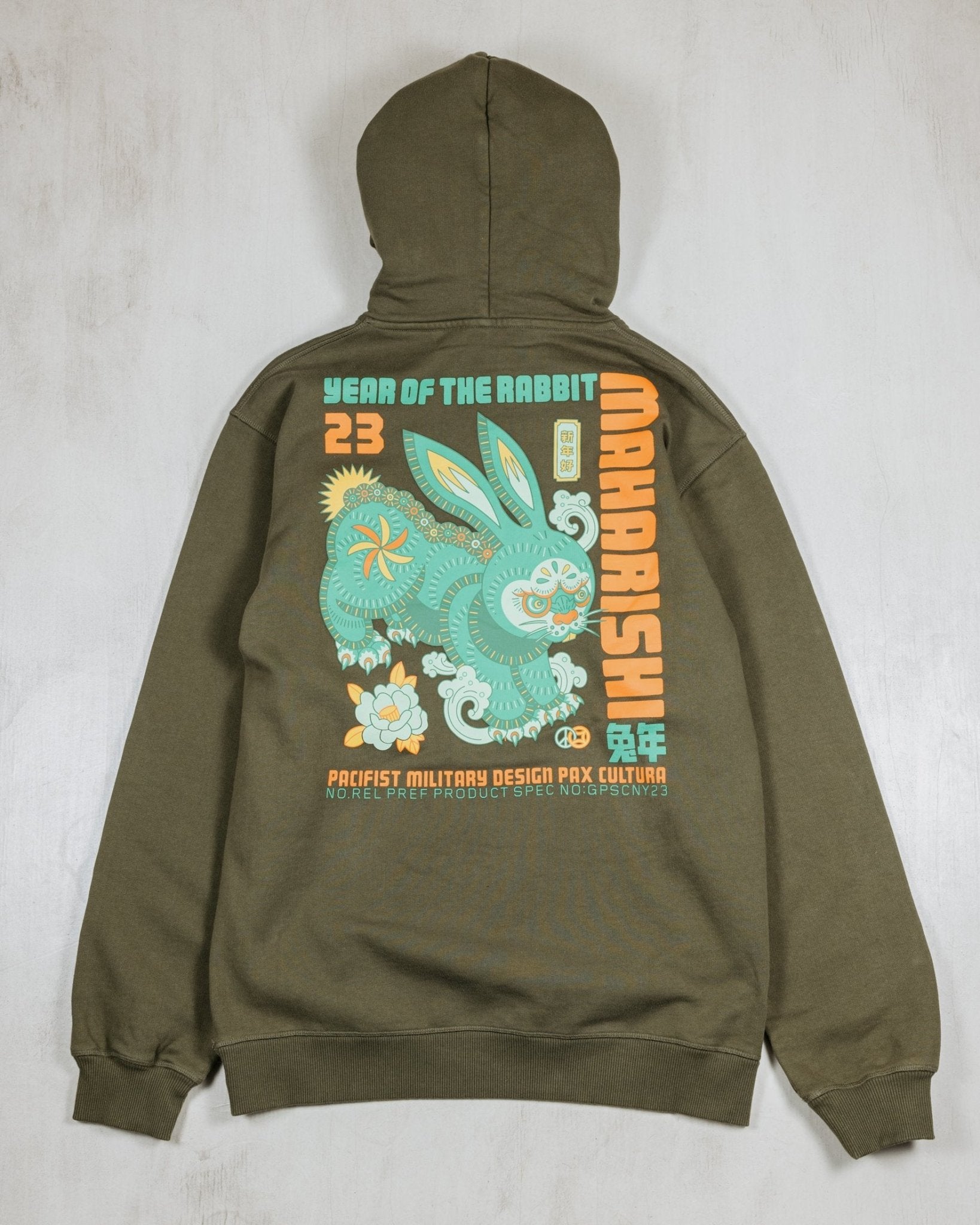 Year of the Rabbit Hooded Sweat - Olive - MAHARISHI
