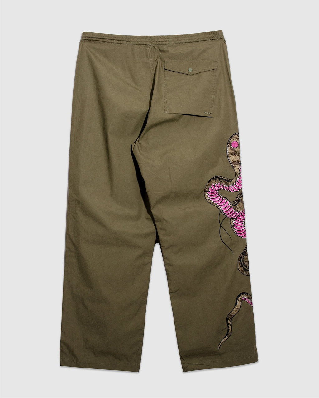 Ying Yang Cobra Embroidery Loose Snopants - Olive - MAHARISHI