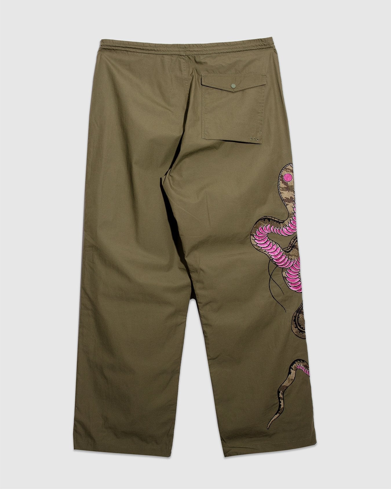 Ying Yang Cobra Embroidery Loose Snopants - Olive - MAHARISHI