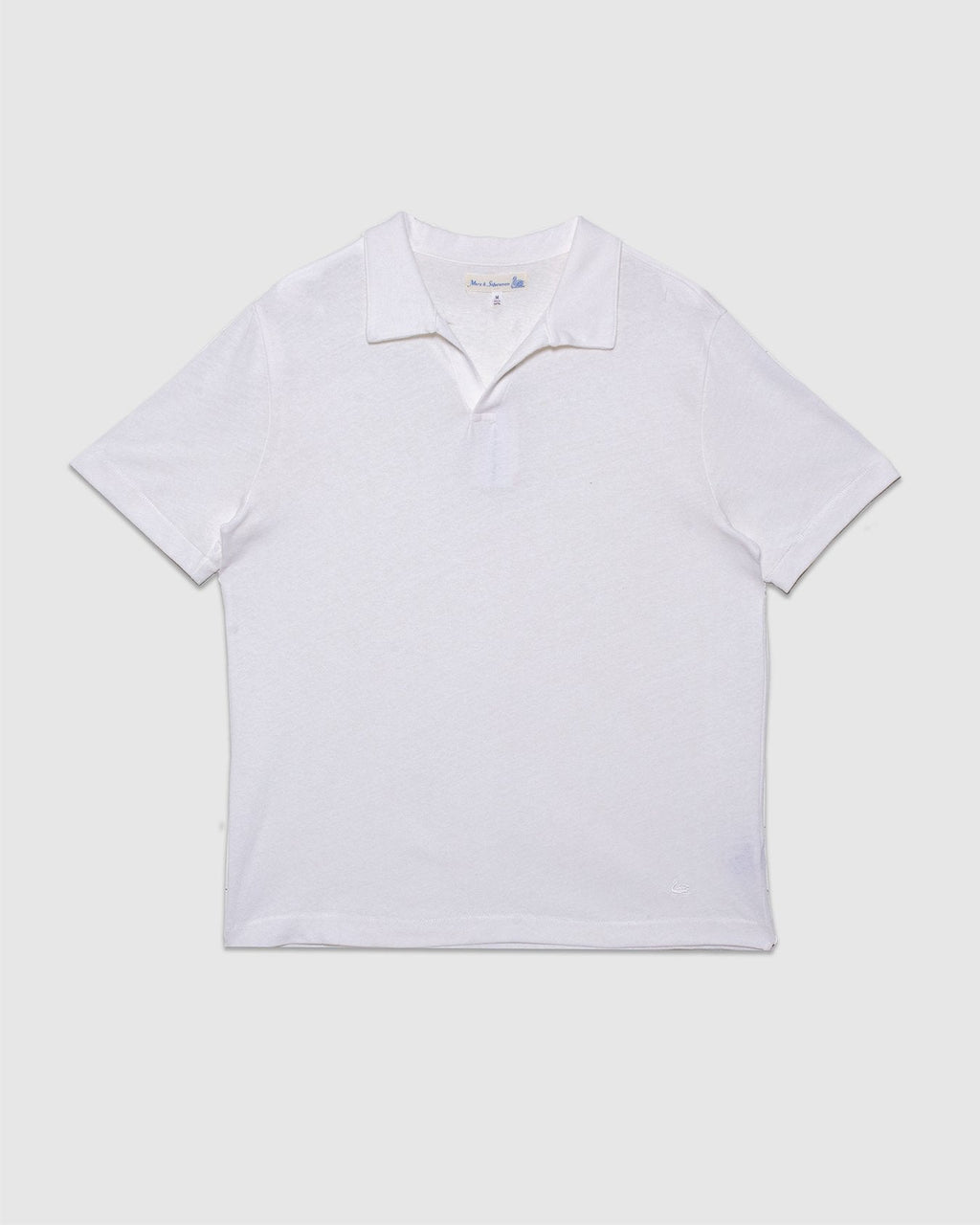 LINEN02 Linen-Cotton Polo Shirt White - MERZ B. SCHWANEN