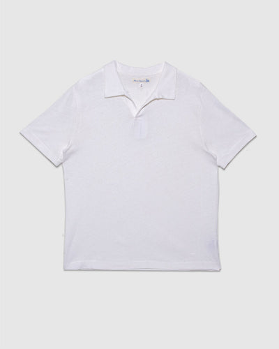 LINEN02 Linen-Cotton Polo Shirt White - MERZ B. SCHWANEN
