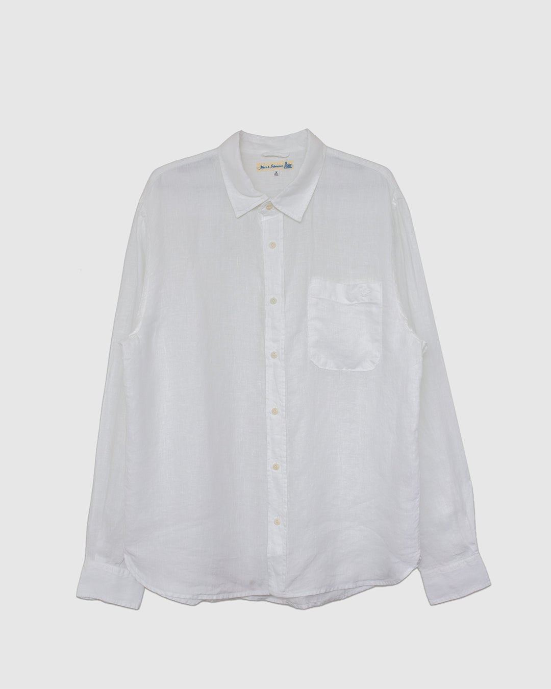 SHIRT20LI Relaxed Fit Linen Long Sleeve Shirt White - MERZ B. SCHWANEN