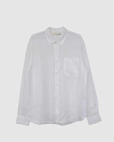 SHIRT20LI Relaxed Fit Linen Long Sleeve Shirt White - MERZ B. SCHWANEN