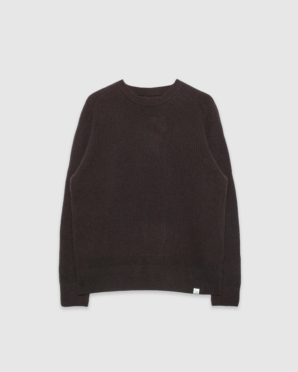 Ribbed Pullover Crew Merino Cashmere Blend Relaxed Fit Espresso