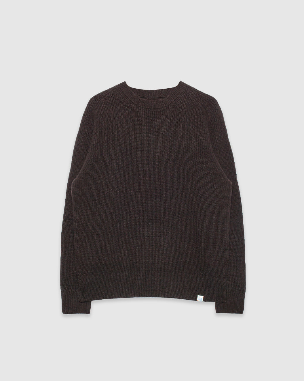 Ribbed Pullover Crew Merino Cashmere Blend Relaxed Fit Espresso