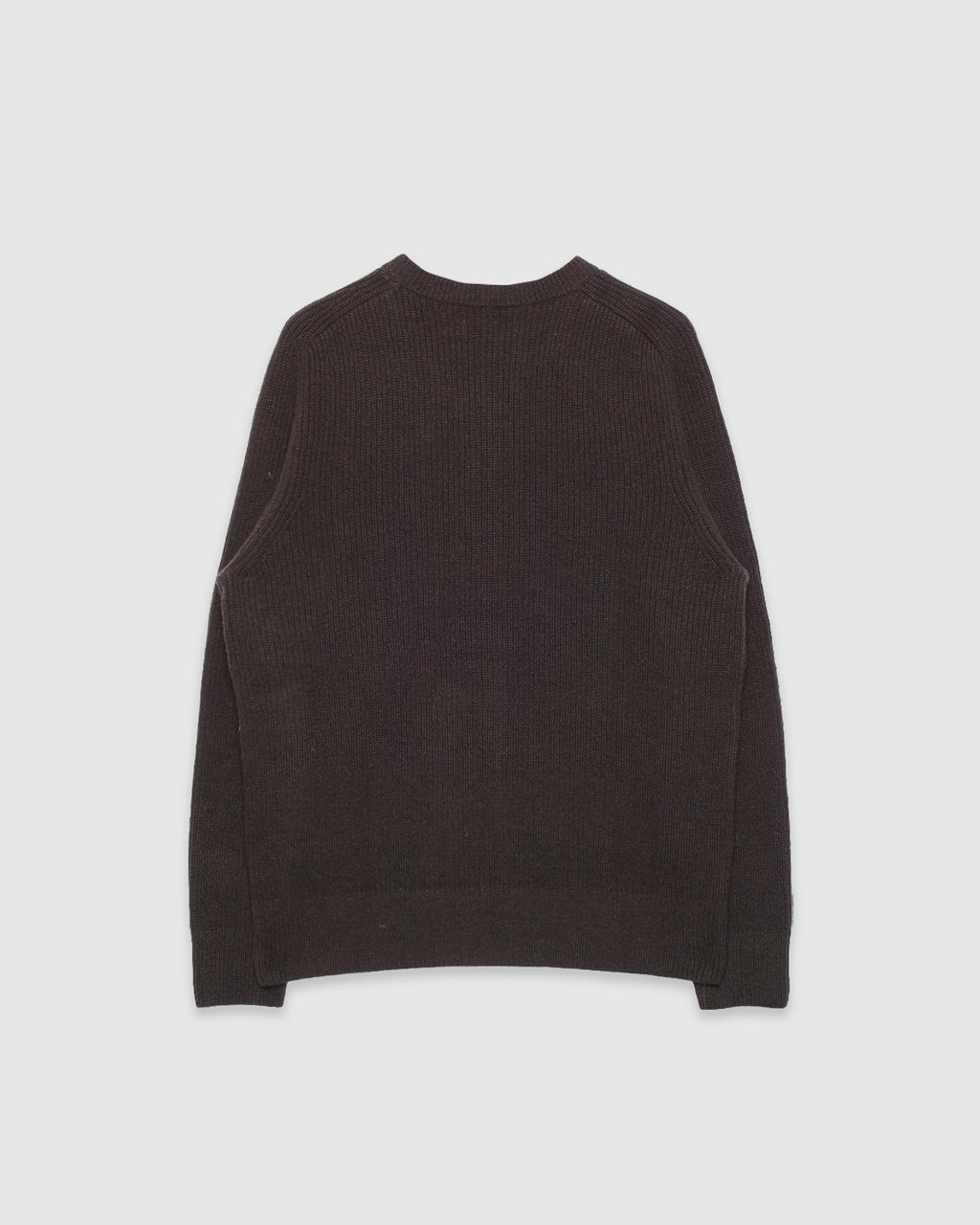 Ribbed Pullover Crew Merino Cashmere Blend Relaxed Fit Espresso