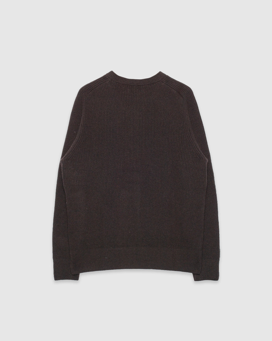 Ribbed Pullover Crew Merino Cashmere Blend Relaxed Fit Espresso