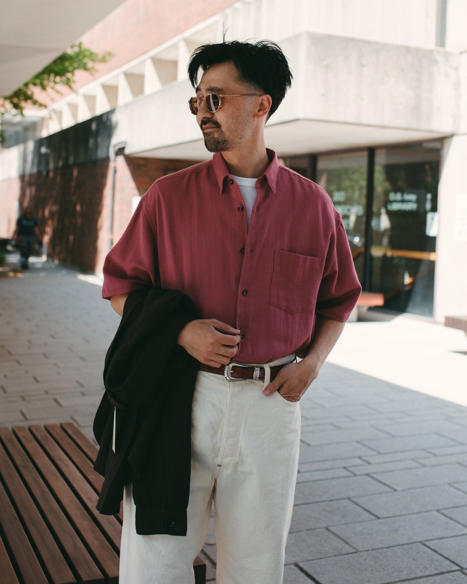 Cropped Garson Shirt Tropical Wood Rose - MONITALY