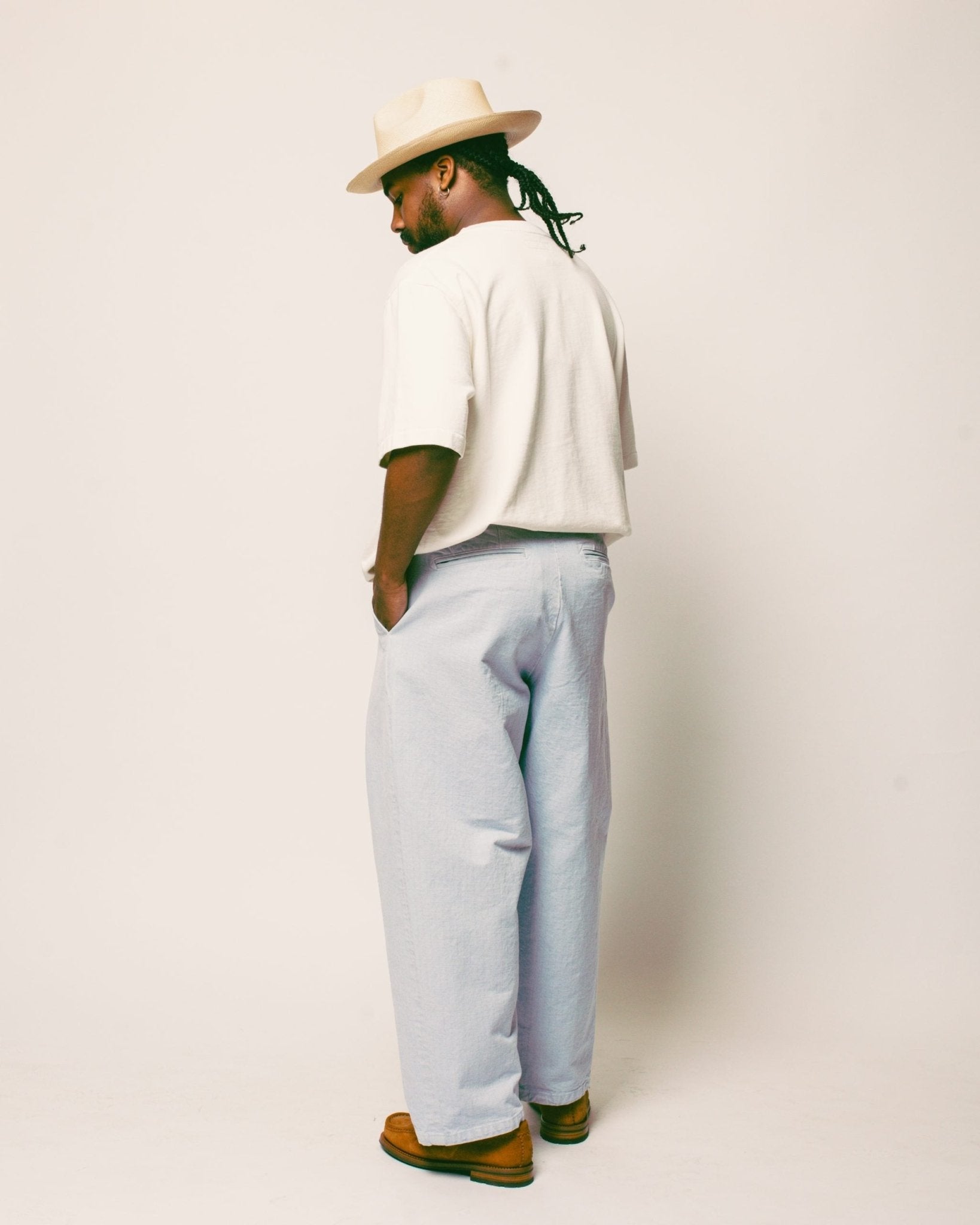Ekusy Pants Cotton Ripstop - Light Blue - MONITALY