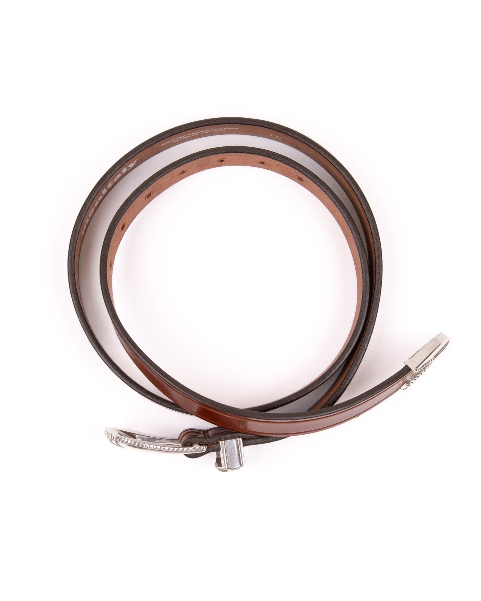 Extended 1" Creased Belt w/3pc Silver Buckle - Oakbark - MONITALY