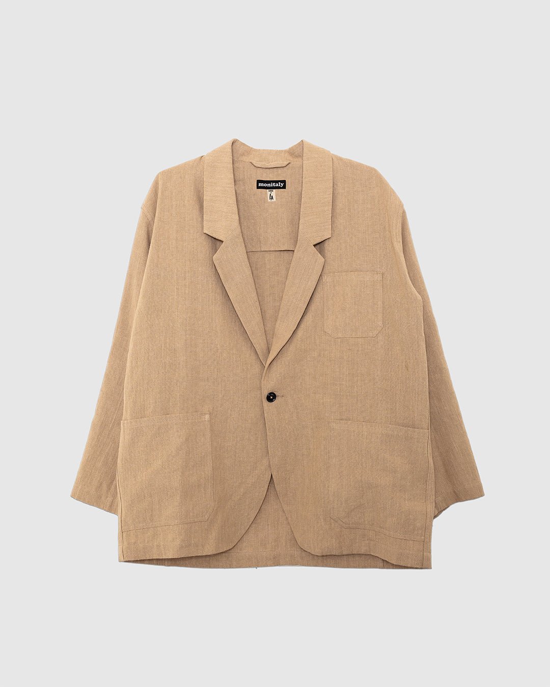 Italian Drop Lapel Jacket Linen Khaki - MONITALY