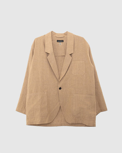 Italian Drop Lapel Jacket Linen Khaki - MONITALY
