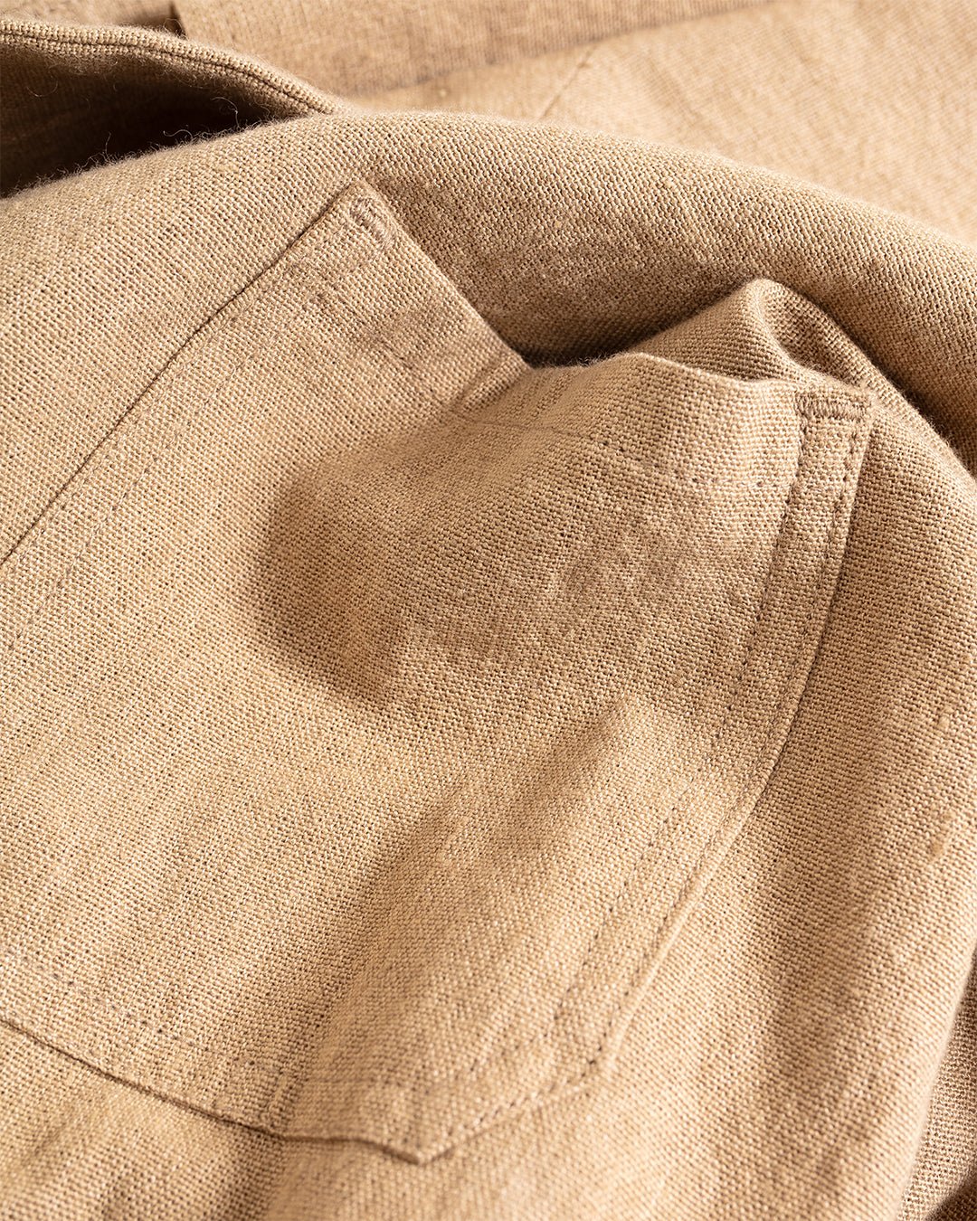 Italian Drop Lapel Jacket Linen Khaki - MONITALY