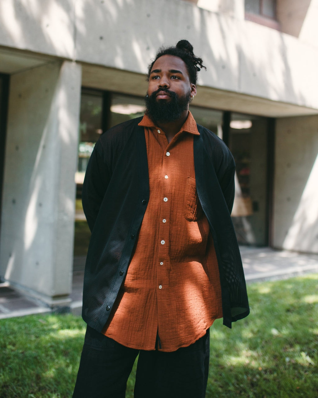Ocean Pool Cotton Shirt Suede Brown - MONOSTEREO
