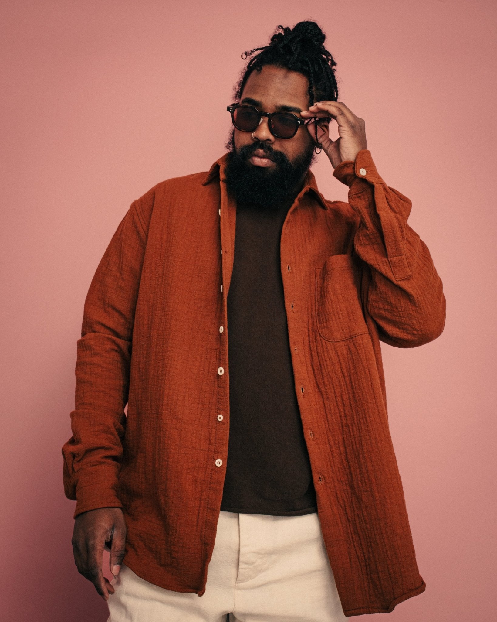 Ocean Pool Cotton Shirt Suede Brown - MONOSTEREO