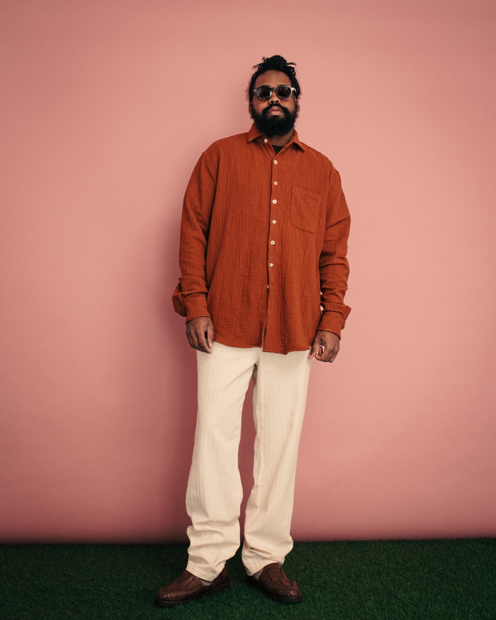 Ocean Pool Cotton Shirt Suede Brown - MONOSTEREO
