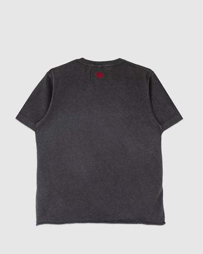 On The Farm Raw Hem Tee Washed Black - MONOSTEREO