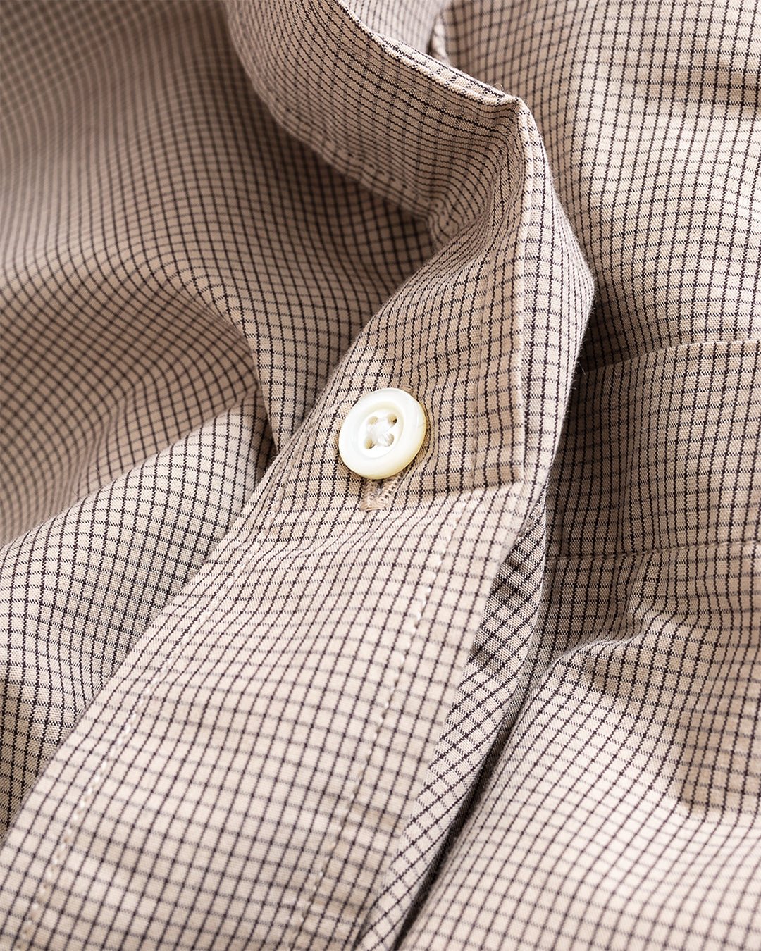 Espevik Oversize Micro Poplin Check Shirt Oatmeal - NORSE PROJECTS