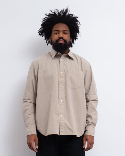 Espevik Oversize Micro Poplin Check Shirt Oatmeal - NORSE PROJECTS