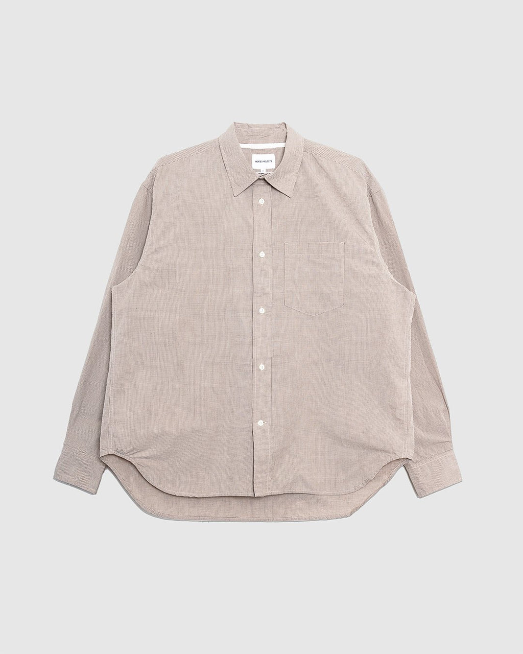 Espevik Oversize Micro Poplin Check Shirt Oatmeal - NORSE PROJECTS