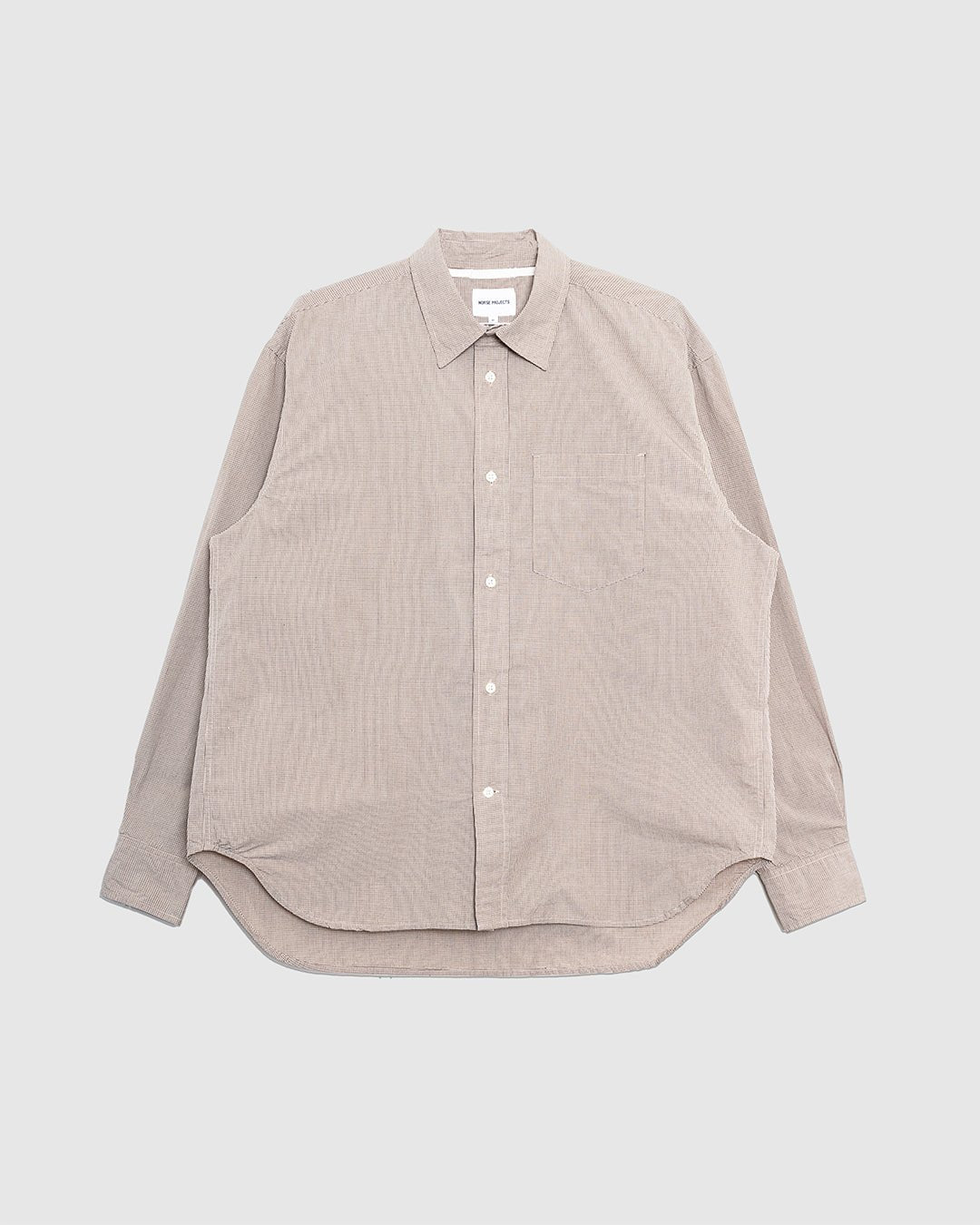 Espevik Oversize Micro Poplin Check Shirt Oatmeal - NORSE PROJECTS
