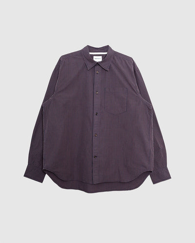 Espevik Oversize Poplin Check Shirt Dark Navy - NORSE PROJECTS