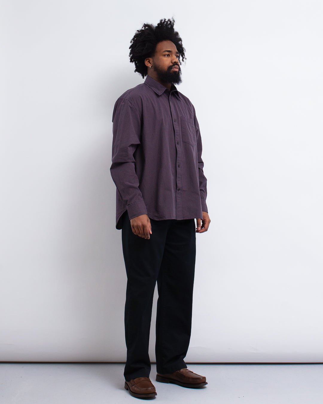 Espevik Oversize Poplin Check Shirt Dark Navy - NORSE PROJECTS