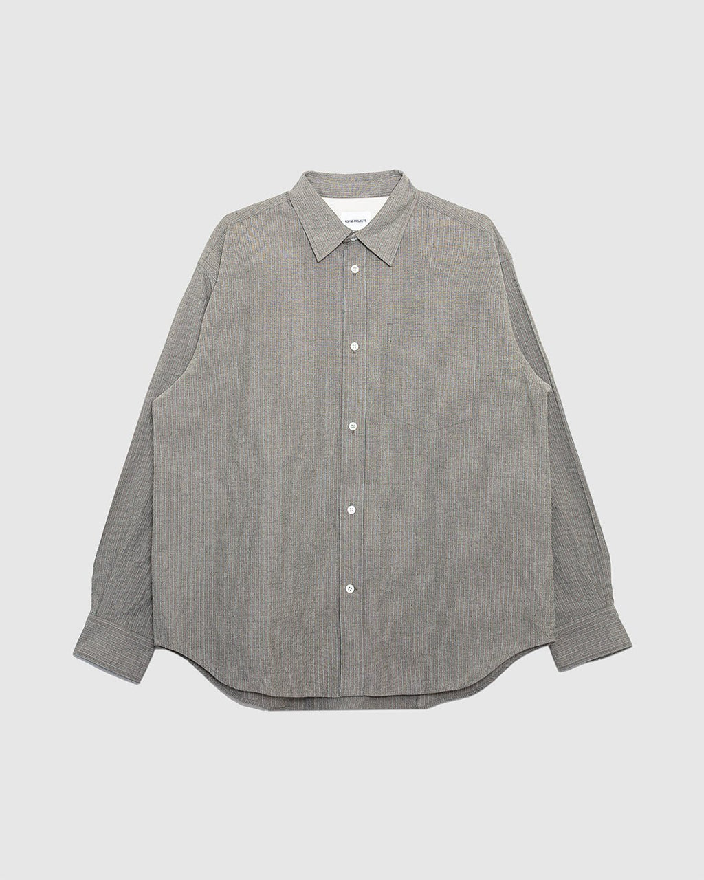 Falster Oversized Textured Stripe Shirt Vetiver - NORSE PROJECTS