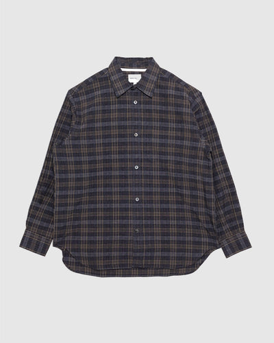 Ole Oversized Wool Check Shirt Charcoal Grey - NORSE PROJECTS