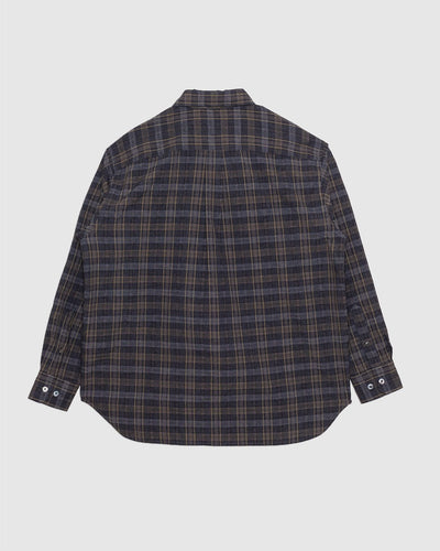 Ole Oversized Wool Check Shirt Charcoal Grey - NORSE PROJECTS