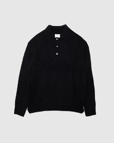Rasmus Relaxed Brushed Polo Black - NORSE PROJECTS