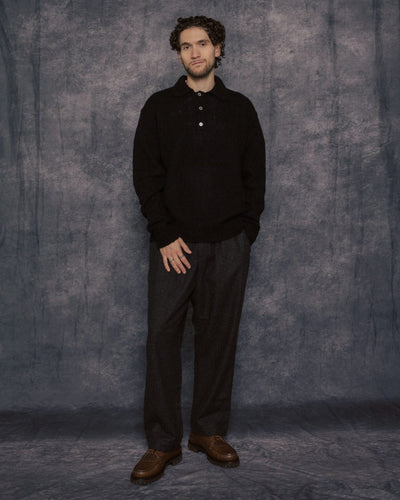Rasmus Relaxed Brushed Polo Black - NORSE PROJECTS