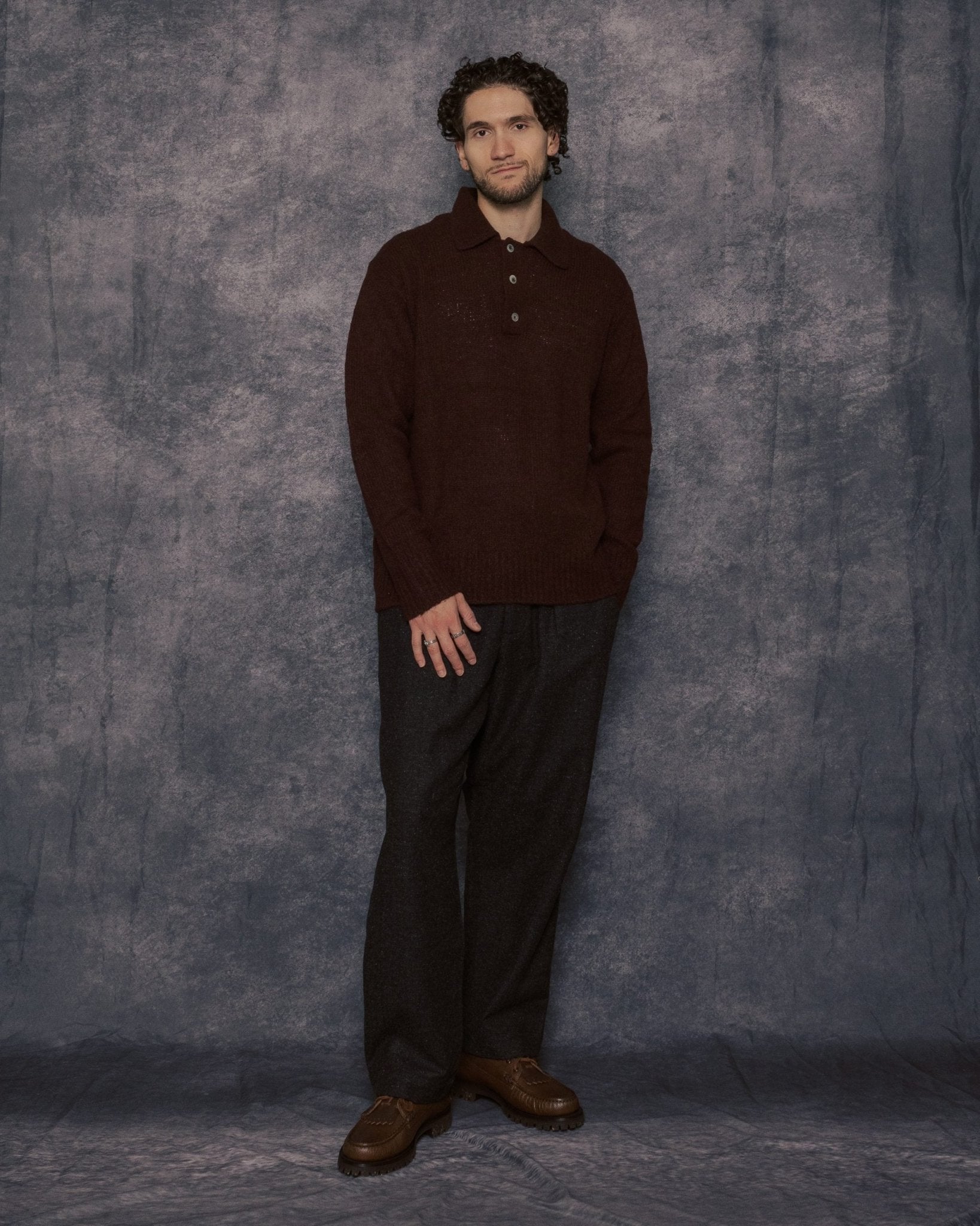 Rasmus Relaxed Brushed Polo Mahogany - NORSE PROJECTS