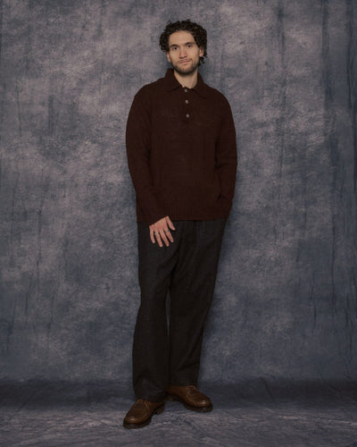 Rasmus Relaxed Brushed Polo Mahogany - NORSE PROJECTS