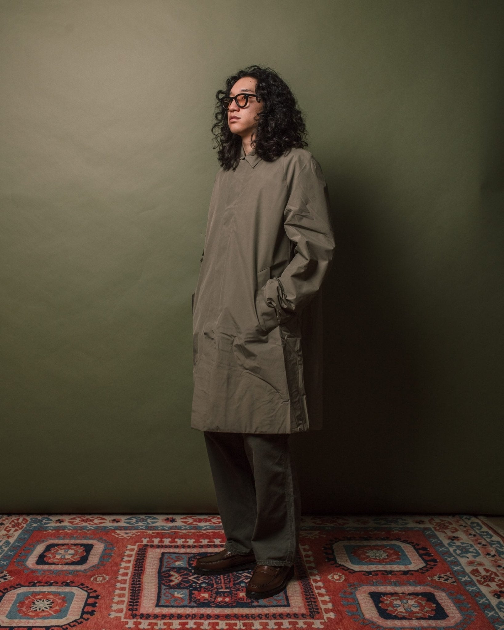 Vargo Gore-Tex Windstopper Raglan Mac - Sediment Green - NORSE PROJECTS